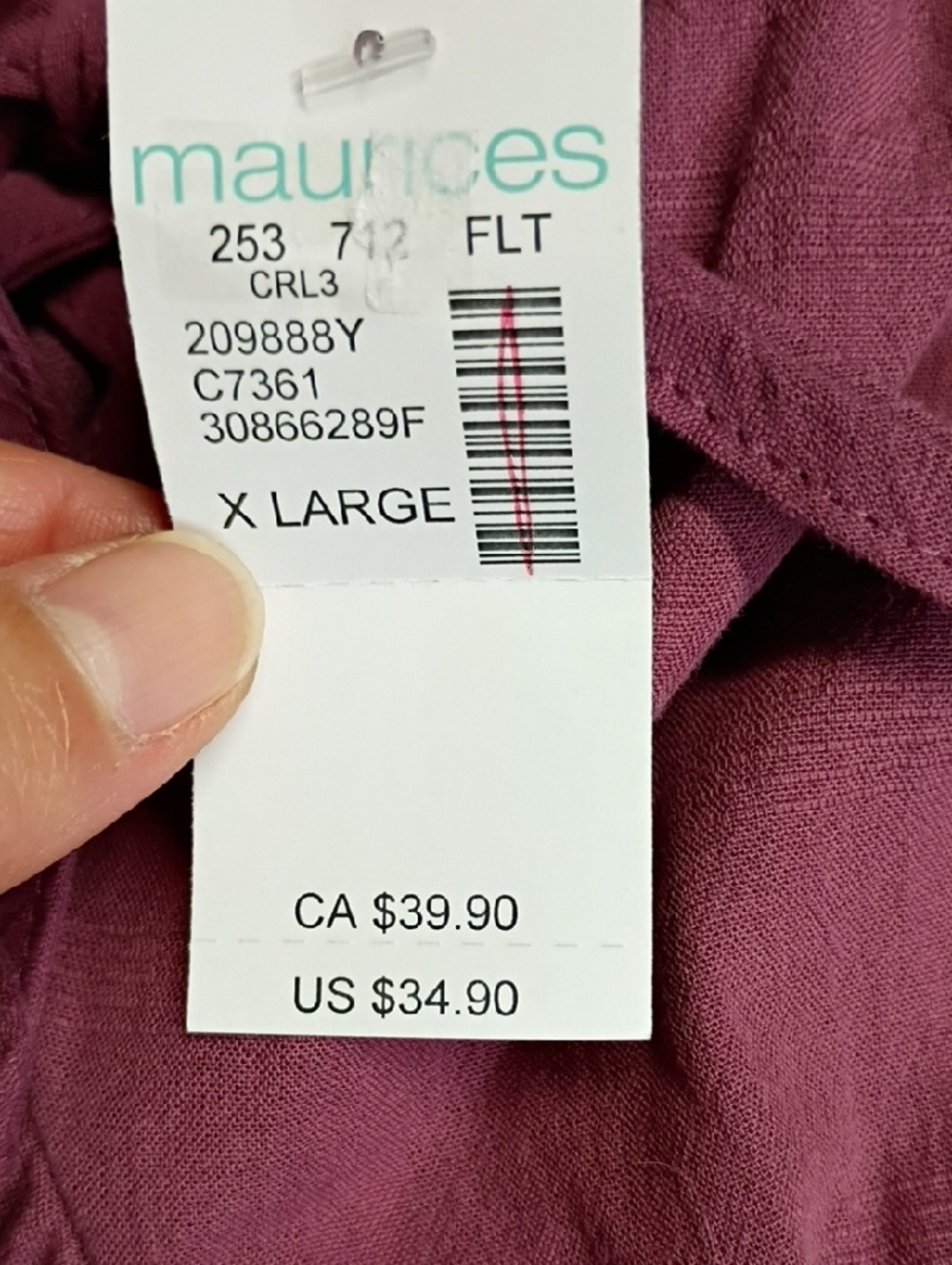 NWT Maurices Plus Size Tie Front Babydoll Blouse Women's Size XL - Picture 12 of 12